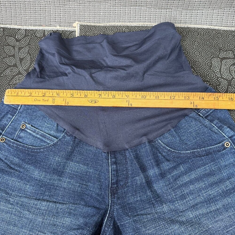 Aglow Maternity Size 10 I Denim Shorts With Stretch Panel & Frayed Hem - Picture 5 of 9